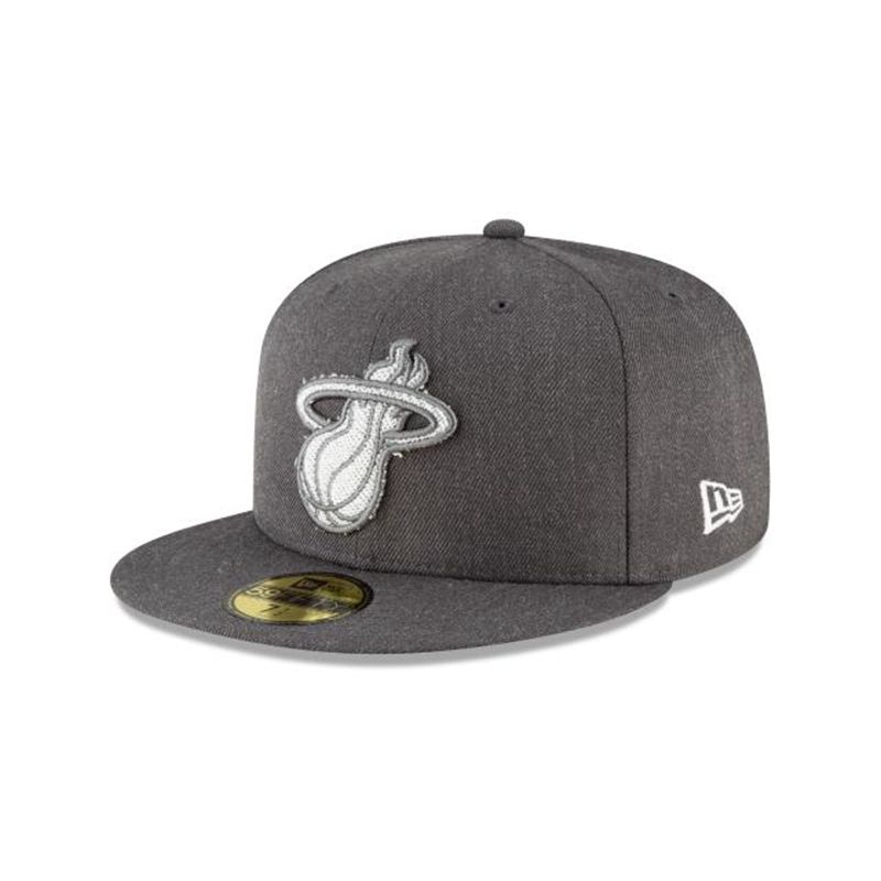 NBA Miami Heat Terrycloth 59Fifty Fitted (DJY4925) - Grey New Era Caps